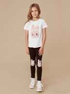 Fur Bunny Knee Legging - Black
