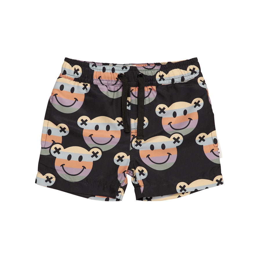 Huxbaby Rainbow Smile Bear Boardies - Black
