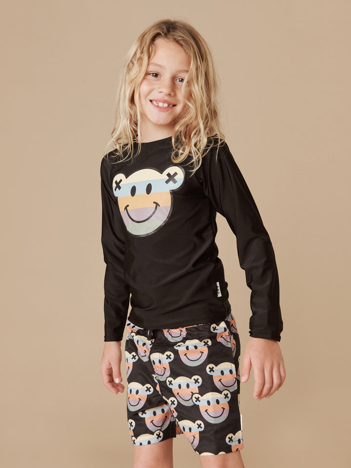 Huxbaby Rainbow Smile Bear Boardies - Black