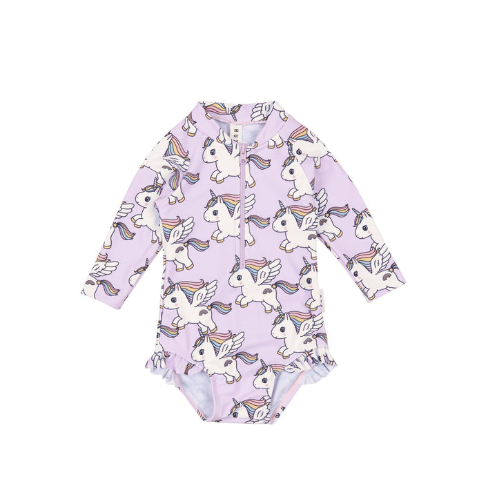 Huxbaby Magical Unicorn Zip Swimsuit - Bright Orchid