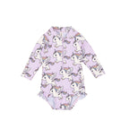 Magical Unicorn Zip Swimsuit - Bright Orchid