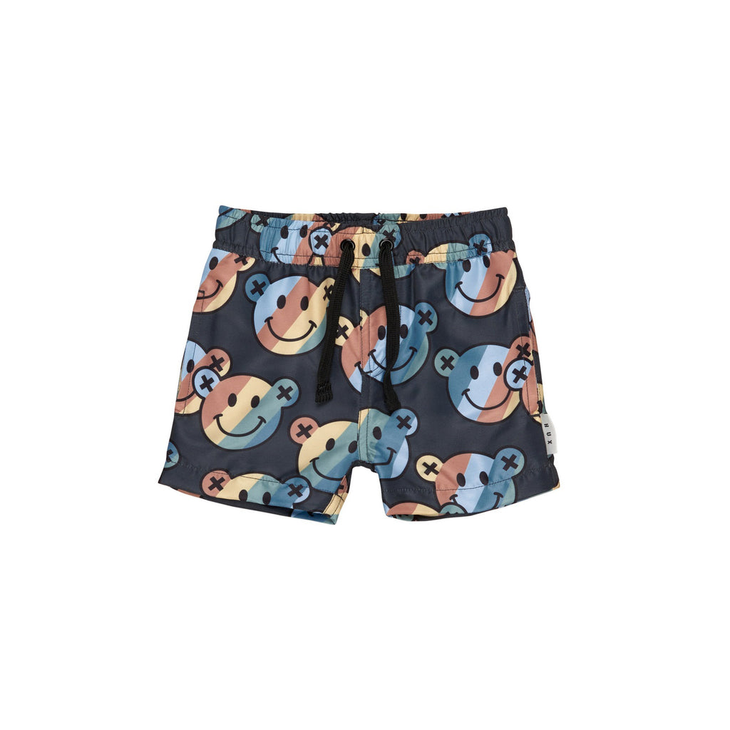 Smiley Rainbow Swim Short - Soft Black