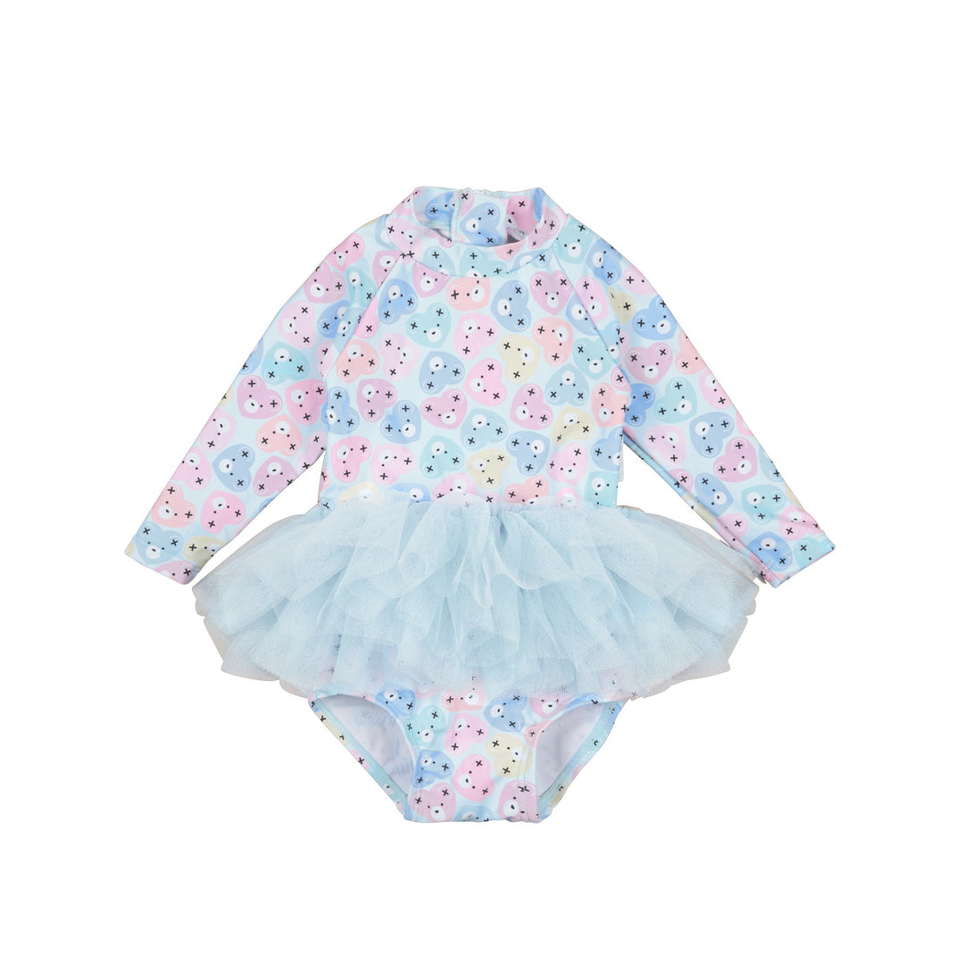 Huxbaby Heart Bear Ballet Swimsuit - Ice Water