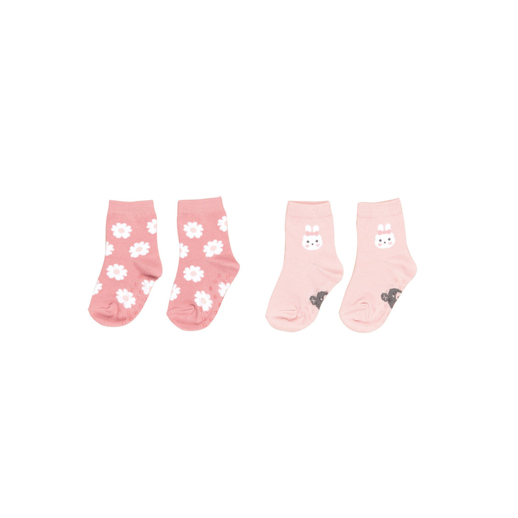Bunny Flower 2pk Socks - Pink Pearl + Dusty Rose