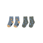 T-Rex 2pk Socks - Dino Blue + Light Spruce