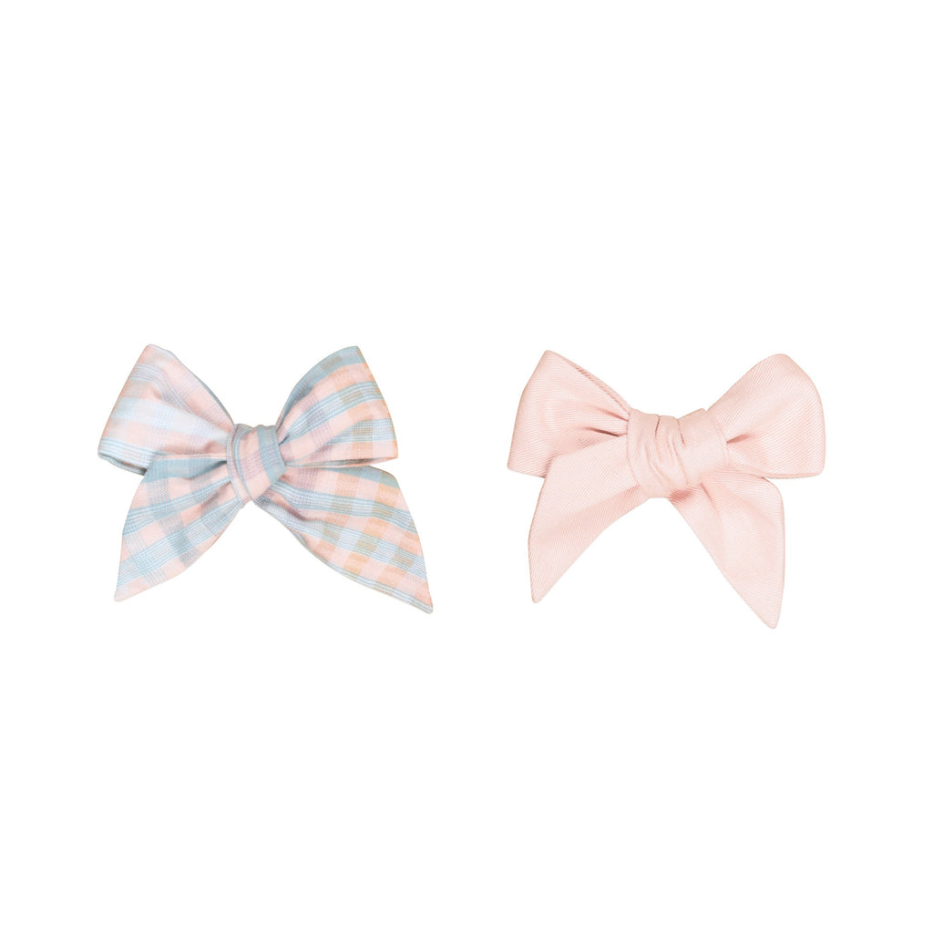 Huxbaby Rainbow Check 2pk Hair Bow - Pink Pearl + Multi