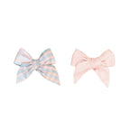 Rainbow Check 2pk Hair Bow - Pink Pearl + Multi