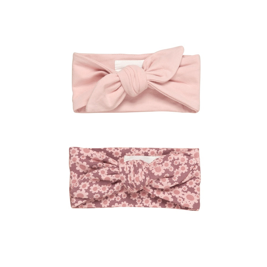 Huxbaby Flower Bear 2Pk Headband - Dusty Plum + Rosebud