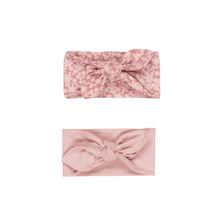 Huxbaby Smile Floral 2 Pack Headband - Dusty Rose + Rose