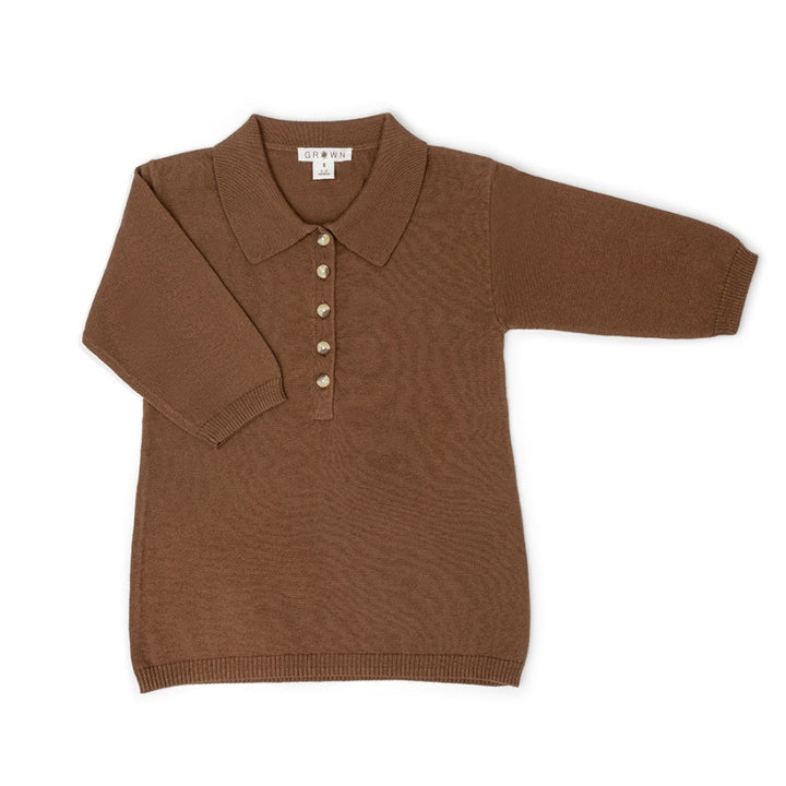 Grown Organic Collar Dress - Espresso