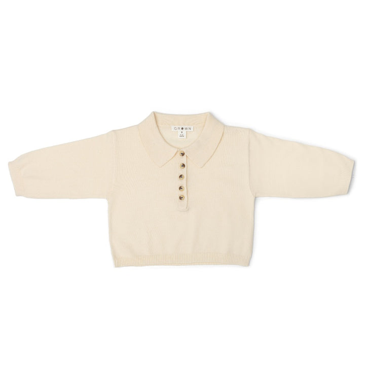 Grown Organic Collar Long Sleeve Tee - Milk