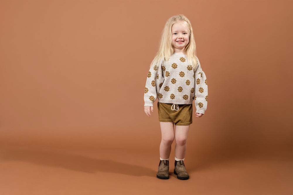 GROWN PANSY PULL OVER - MOCHA & MARLE-