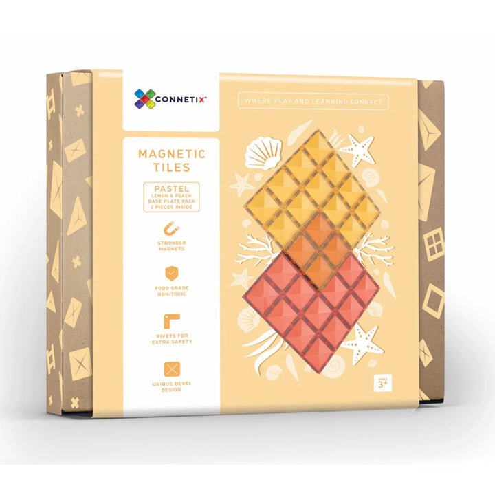 Connetix Tiles - 2 Piece Base Plate Set | Lemon/Peach