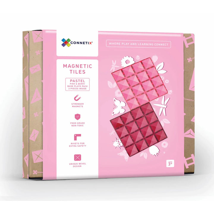 Connetix Tiles - 2 Piece Base Plate Set | Pink/Berry