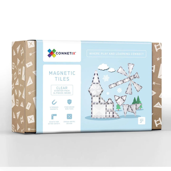 Connetix Tiles - 34 Piece Starter Set | Clear