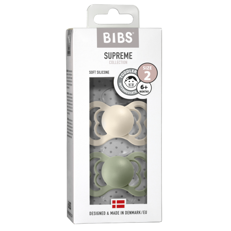 BIBS Pacifier 2 Pack Supreme - Silicone - Ivory/Sage