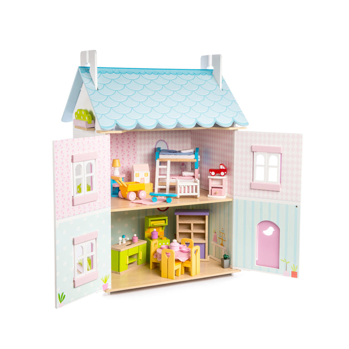 Daisylane Blue Bird Cottage Doll House with Furniture