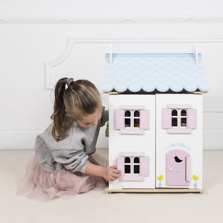 Daisylane Blue Bird Cottage Doll House with Furniture