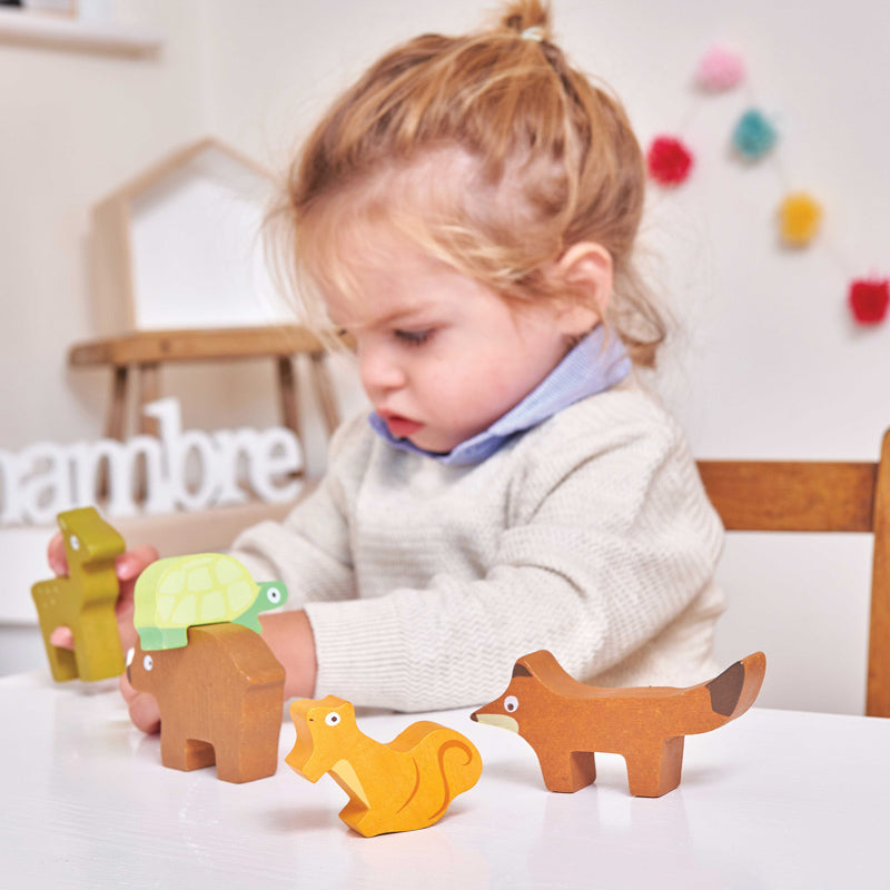 Petilou Forest Stacking Animals & Bag