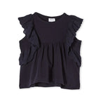 Milky Navy Broderie Frill Tee