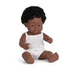 Miniland Anatomically Correct Baby Doll African Down Syndrome Boy, 38 cm