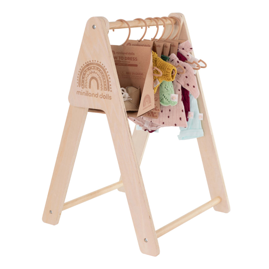 Miniland Doll Wooden Clothing Rack