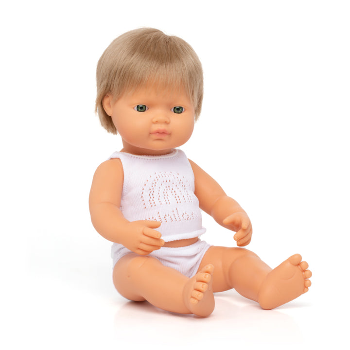 Miniland Anatomically Correct Baby Doll Dark Blond Boy, 38 cm