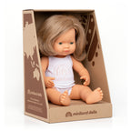 Miniland Anatomically Correct Baby Doll Dark Blond Girl, 38 cm