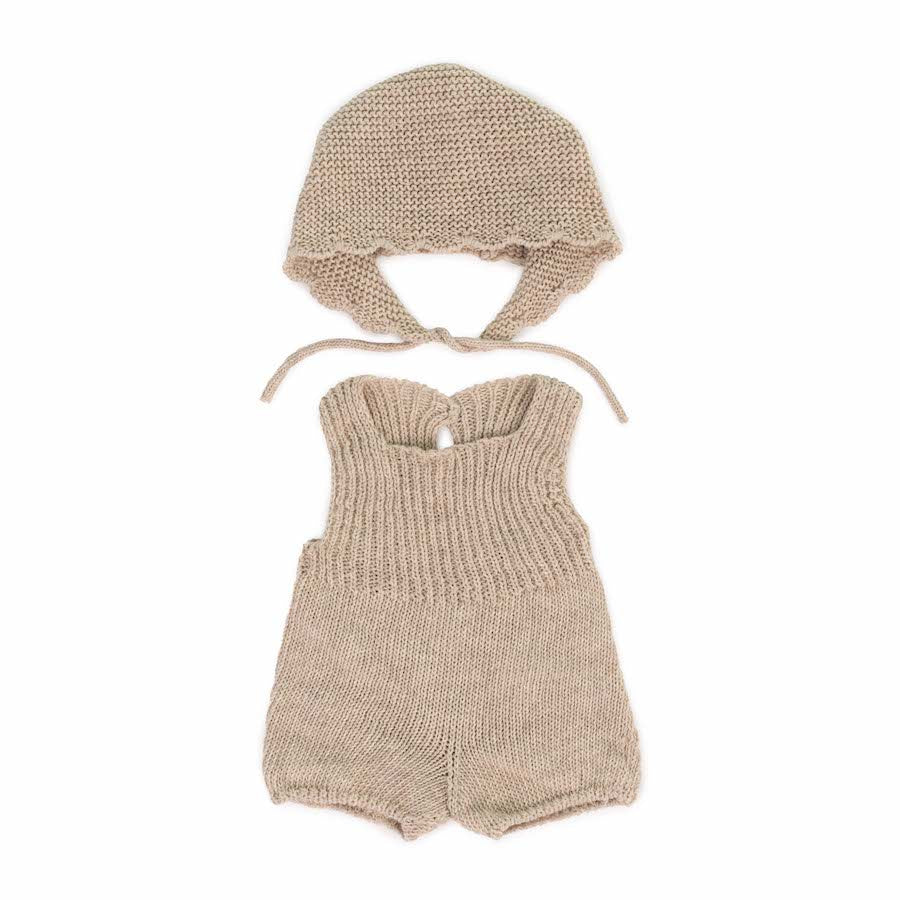 Eco Knitted Rompers & Bonnet - 38 cm