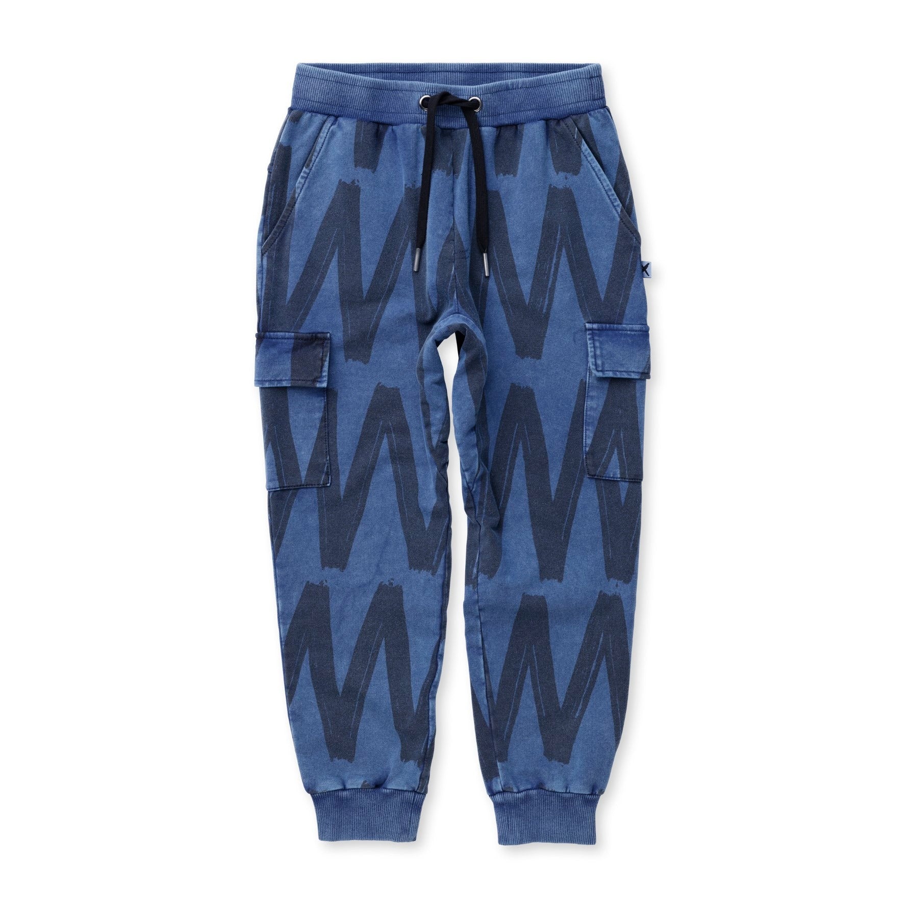 Minti Zig Zag Cargo Trackies - Midnight Wash