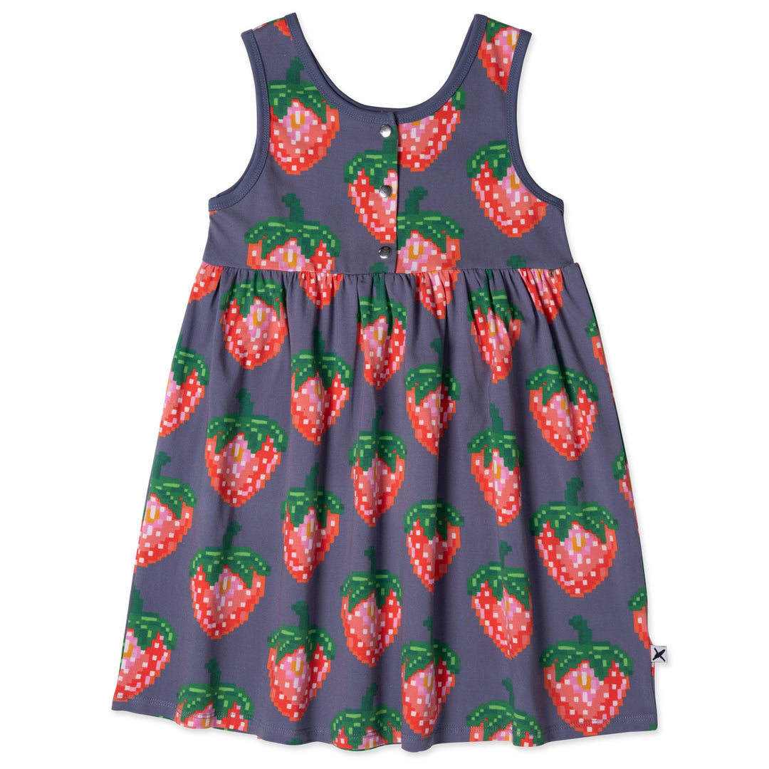 Minti Pixelled Strawberries Dress - Midnight