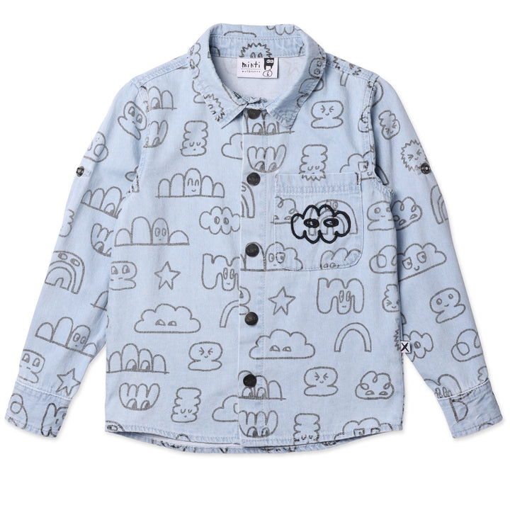 Minti Drawings Cotton Shirt - Blue