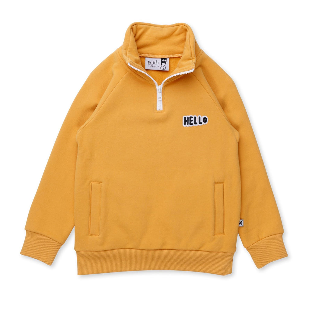 Furry Half Zip Crew - Gold