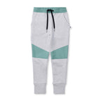 Nylon Patch Furry Trackies - Grey Marle/Green