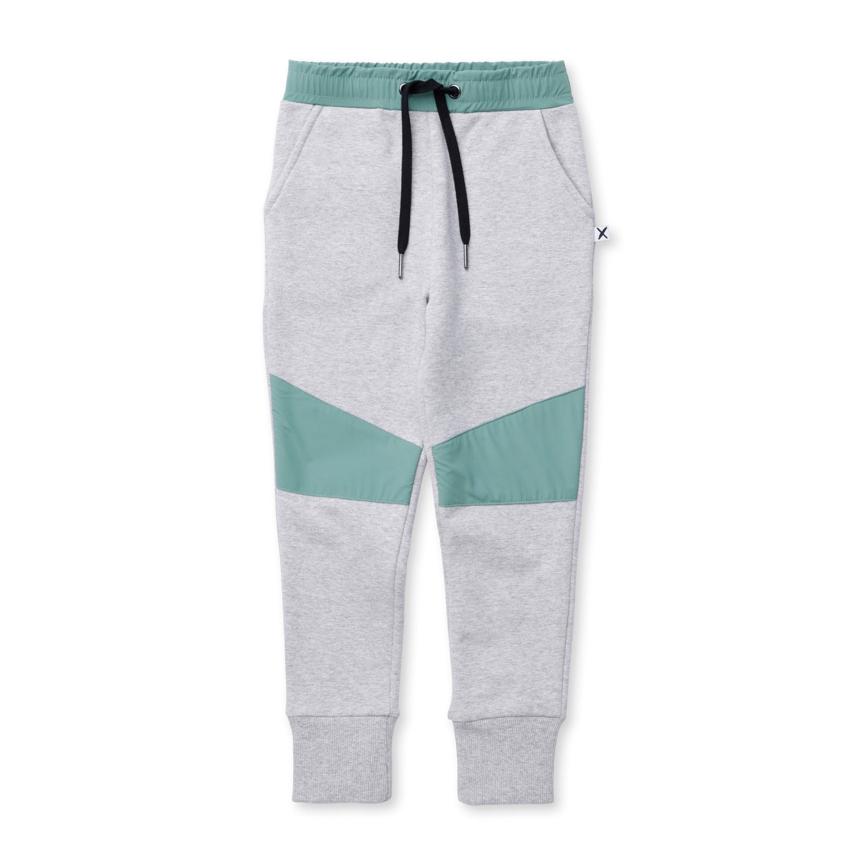 Nylon Patch Furry Trackies - Grey Marle/Green