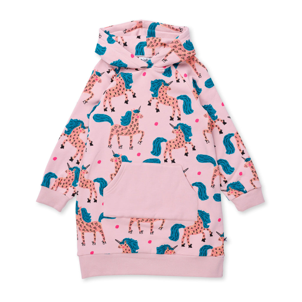 Dancing Unicorns Furry Hoodie Dress - Ballet
