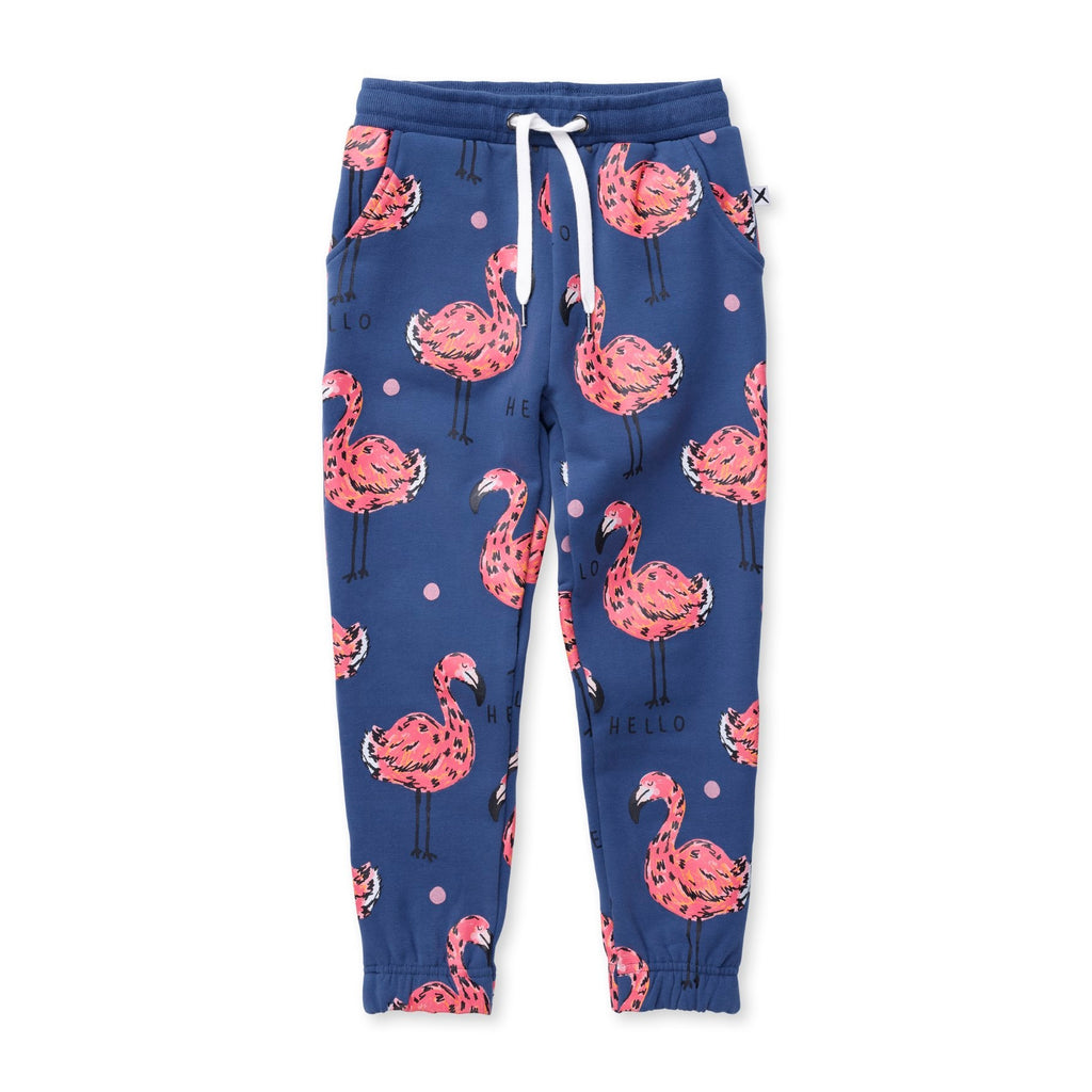 Flamingo Party Furry Trackies - Navy