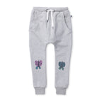 Butterfly Knee Furry Trackies - Grey Marle