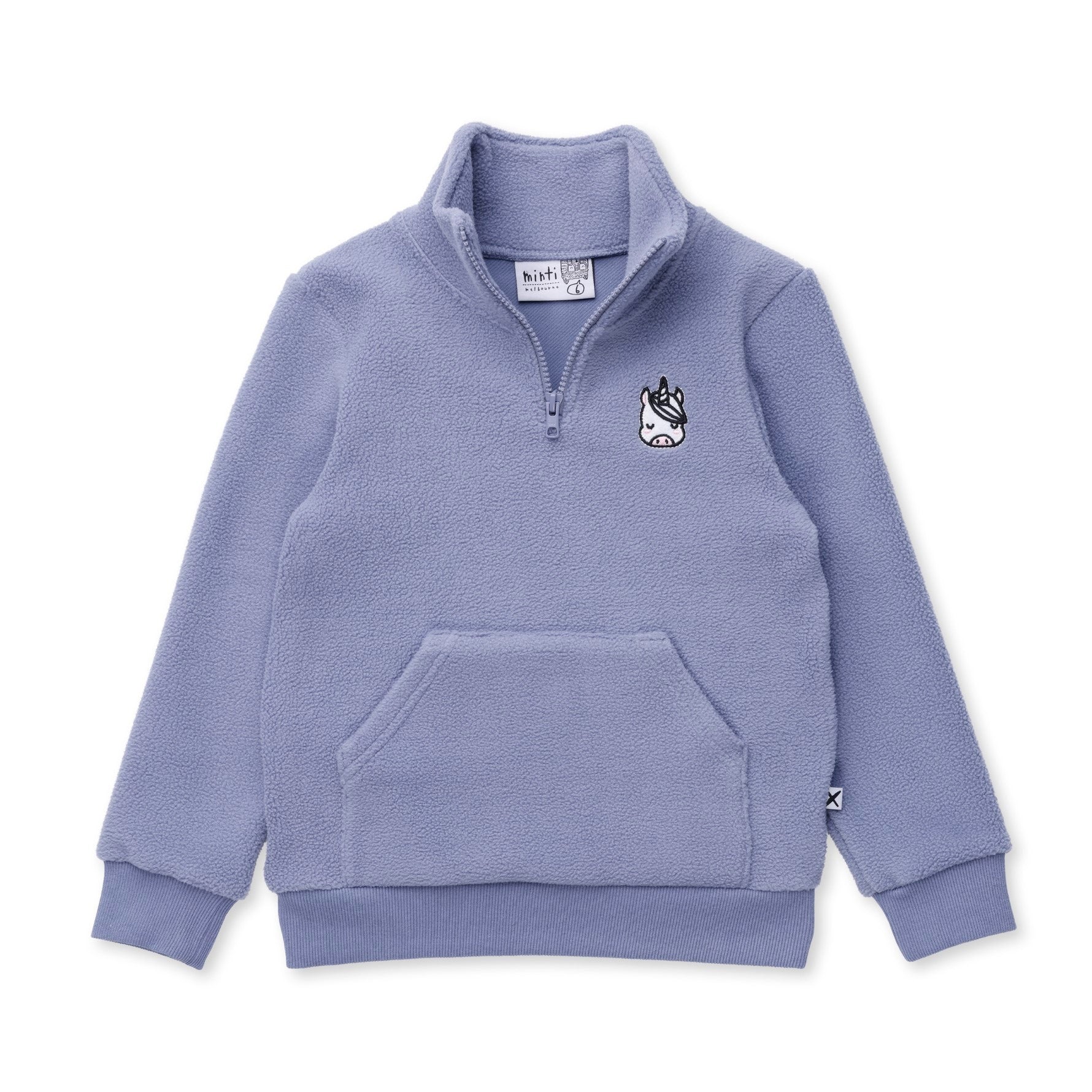 Minti Teddy Half Zip Crew - Cornflower