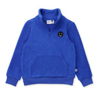 Teddy Half Zip Crew - Cobalt