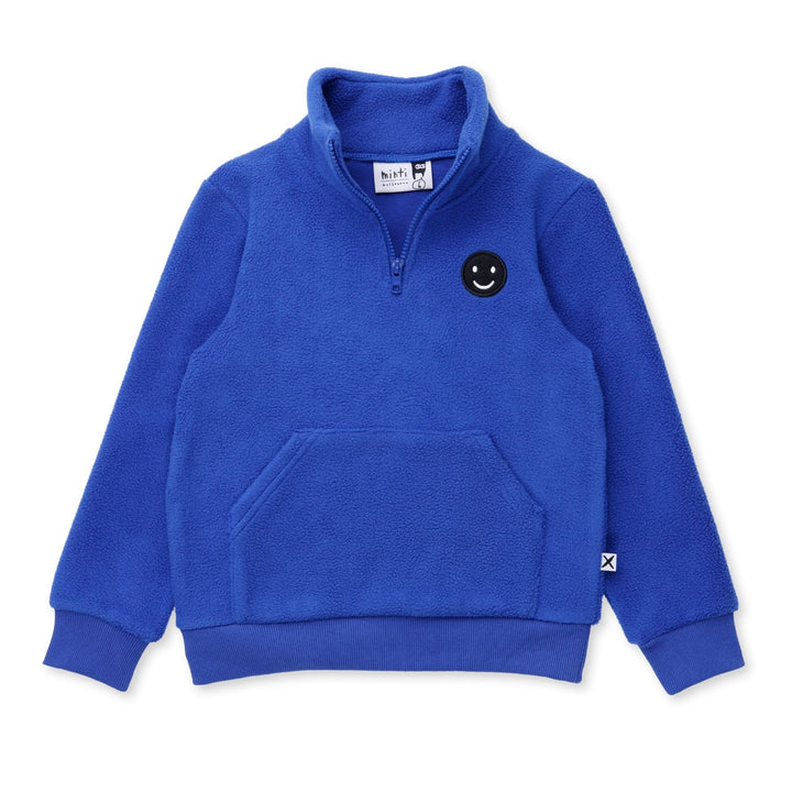 Minti Teddy Half Zip Crew - Cobalt