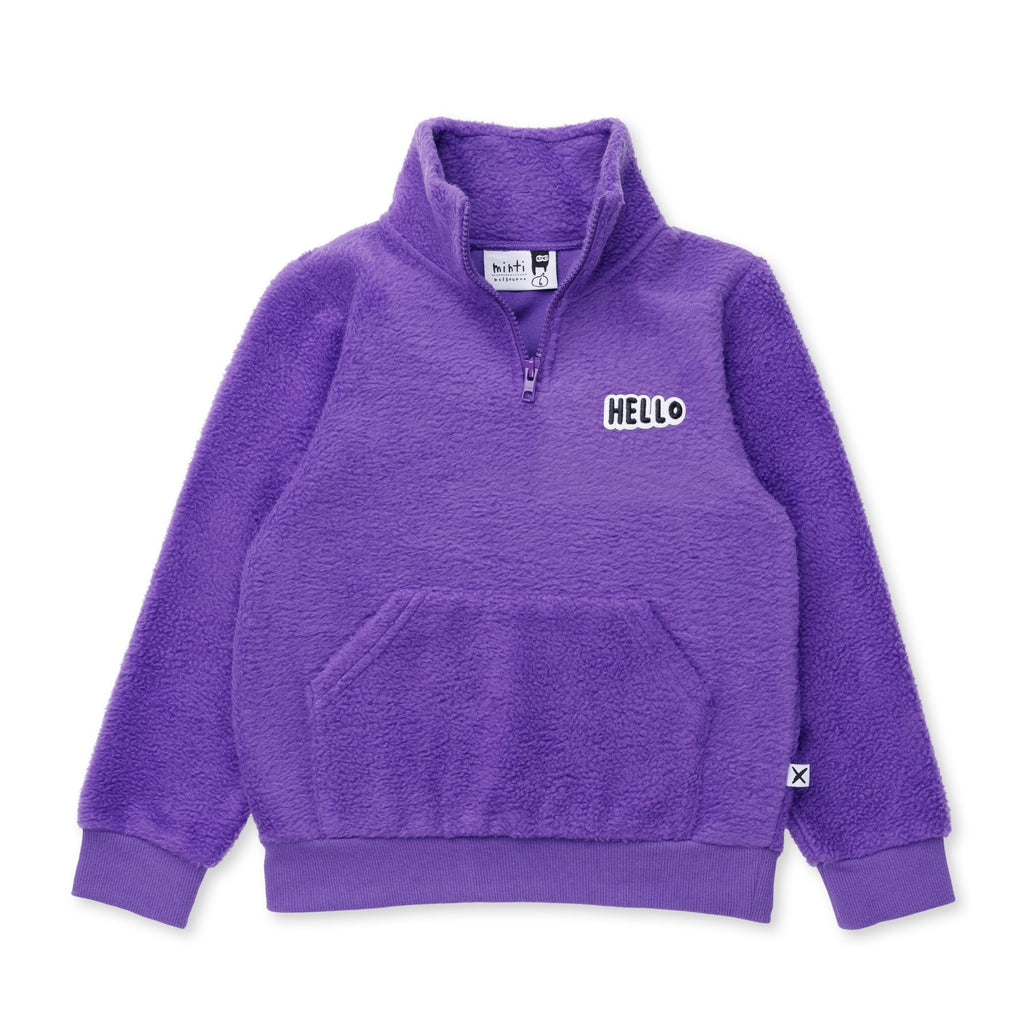 Teddy Half Zip Crew - Purple