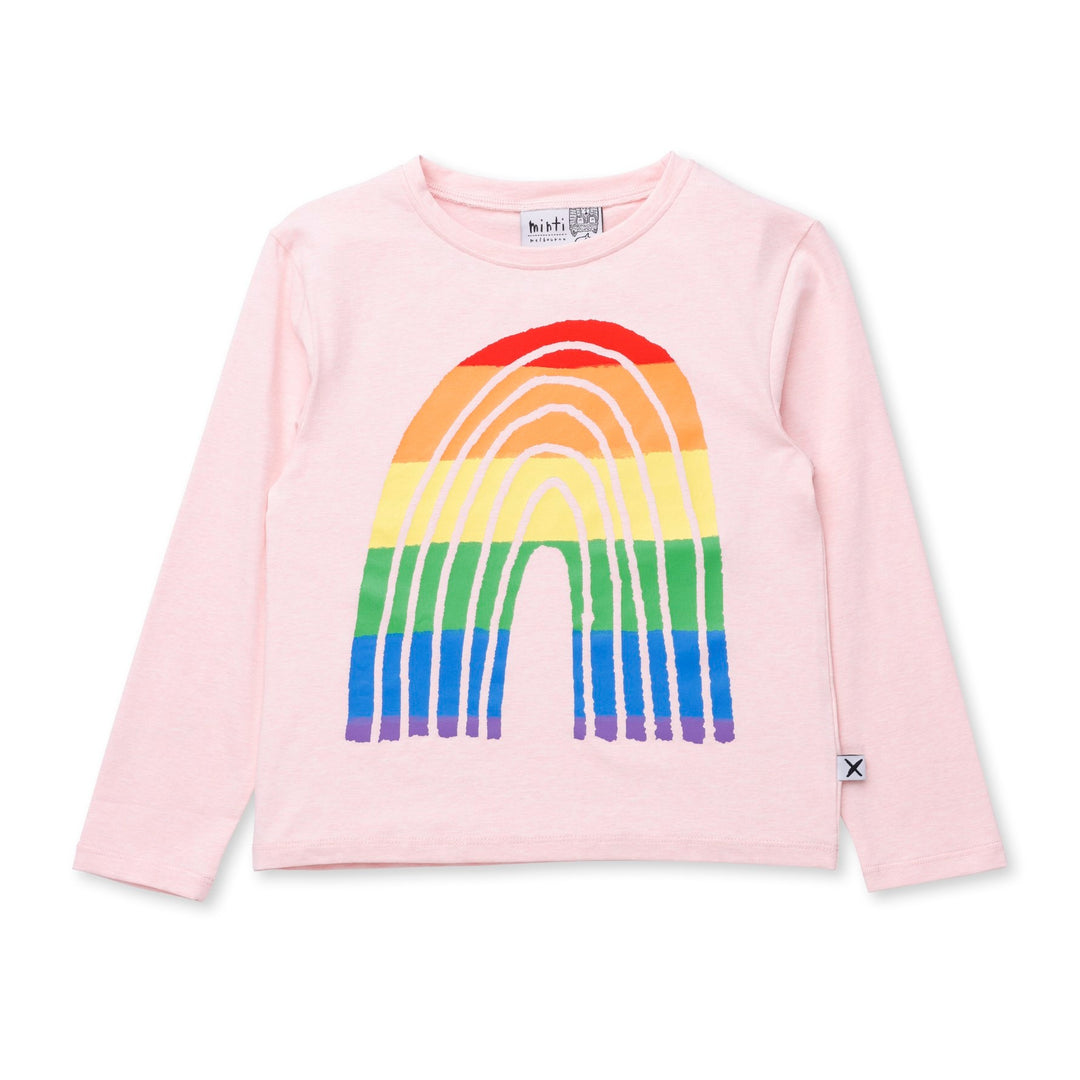 Minti Stripey Rainbow Tee - Pink Marle