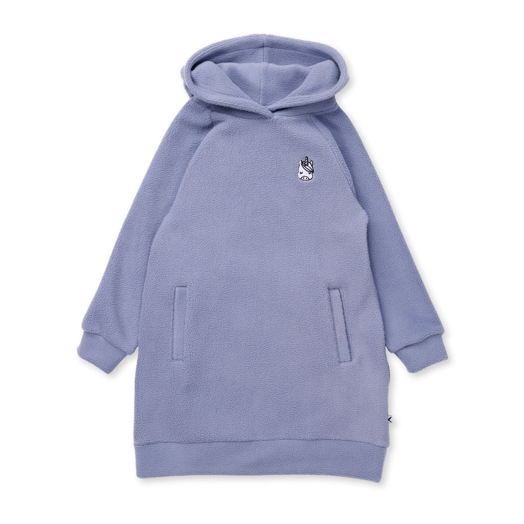 Minti Teddy Hoodie Dress - Cornflower