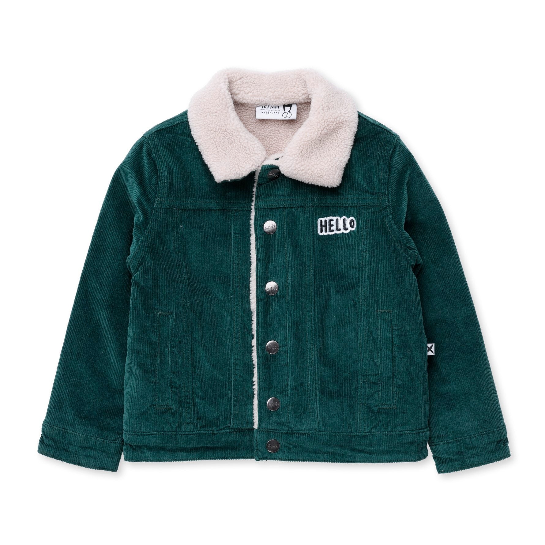 Teddy Lined Cord Bomber - Dark Green