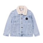 Happy Face Denim Bomber - Blue Denim