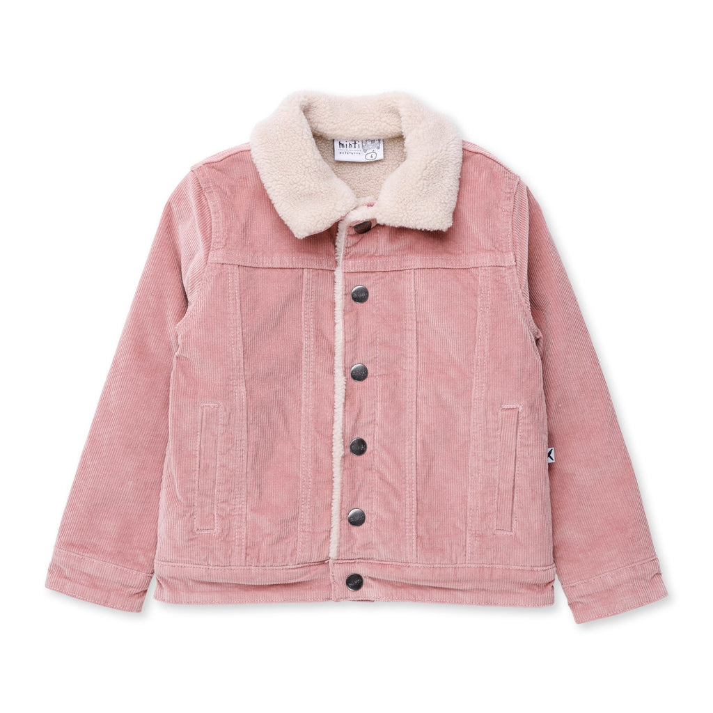 Teddy Lined Cord Bomber - Muted Pink
