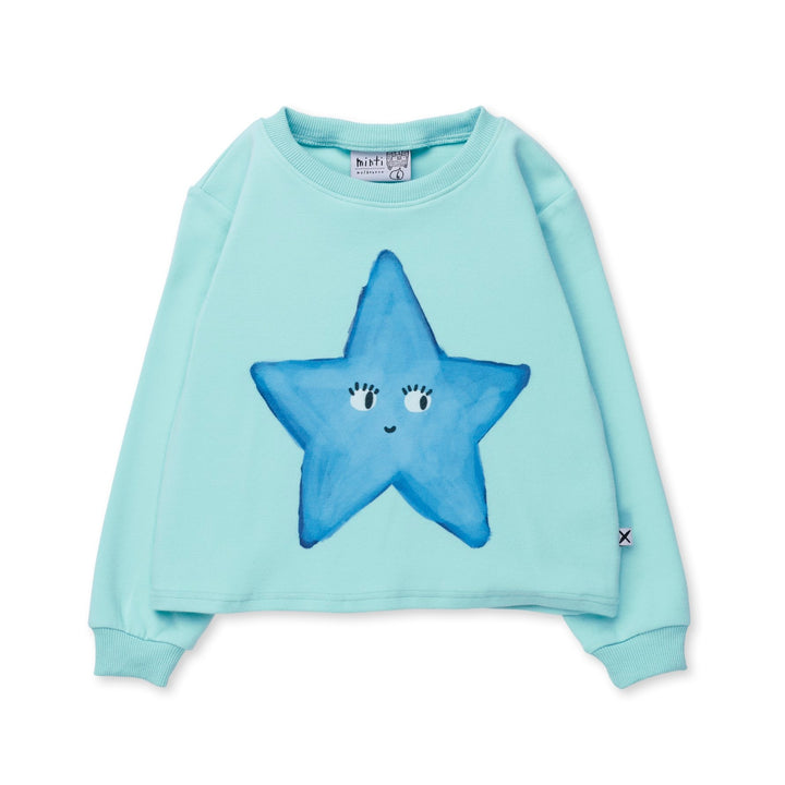 Minti Painted Star Crew - Light Turquoise