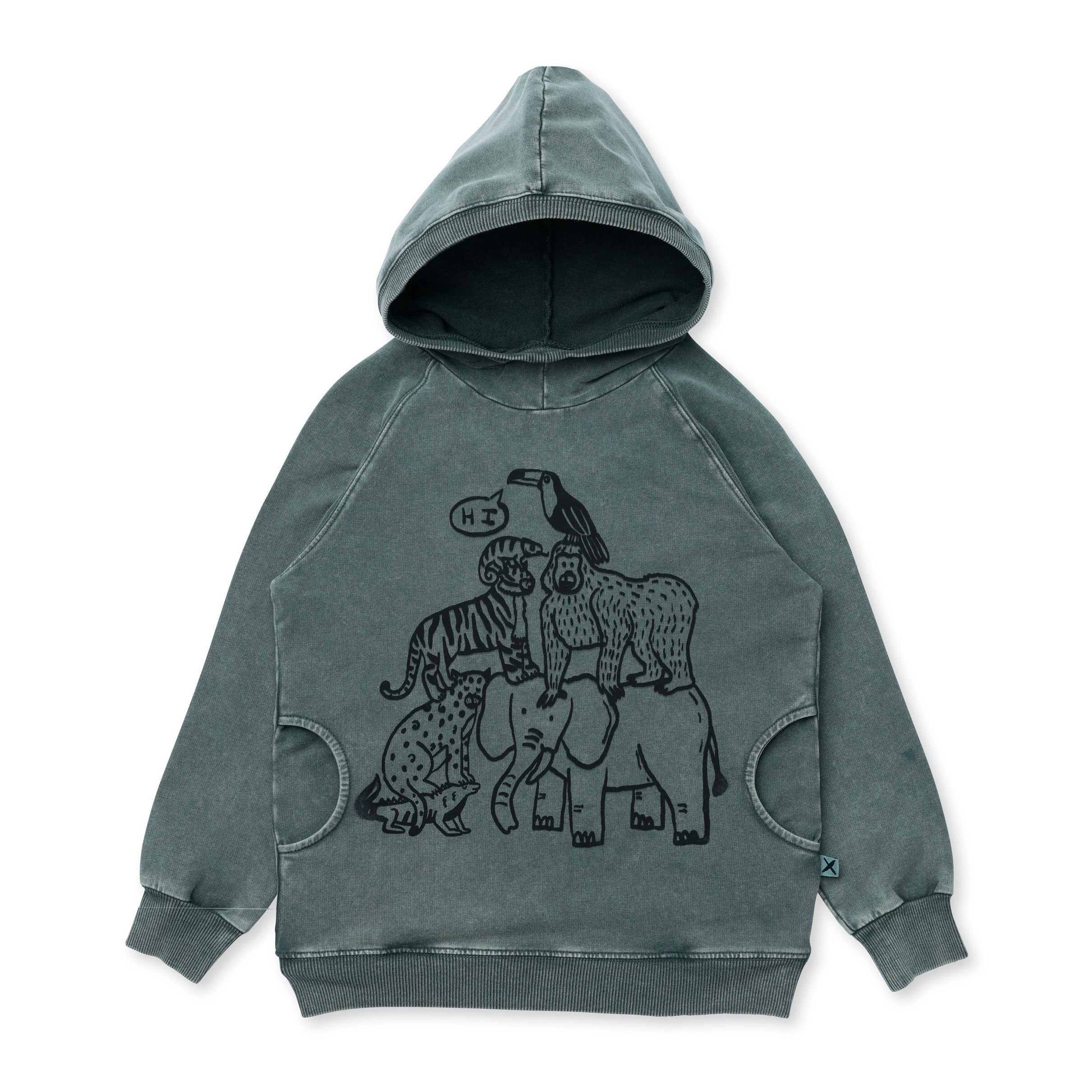 Animal Pile Up Hood - Olive Wash