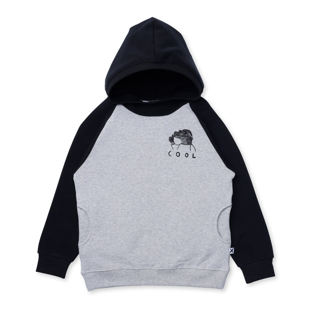 Minti Cool Alligator Furry Hood - Grey Marle/Black